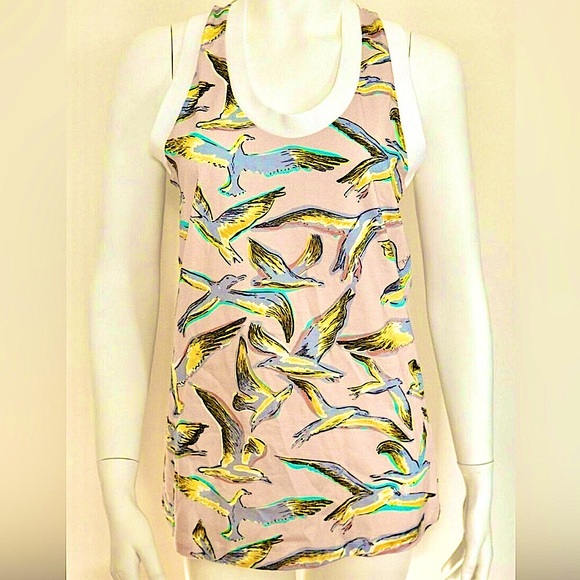 Emilio Pucci Seagull Bird Scoop Neck Racer Back Tank Top - Picture 2 of 11